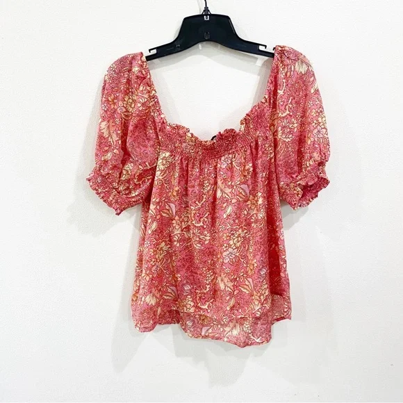 J.Crew Squareneck puff-sleeve cotton-blend voile top in bouquet block print - Picture 2 of 11